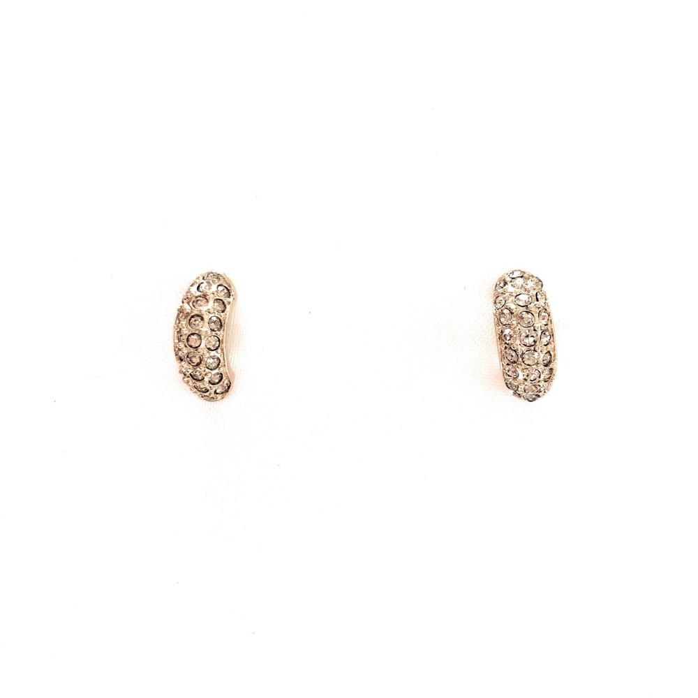 Gold with champagne rhinestone cuff earrings